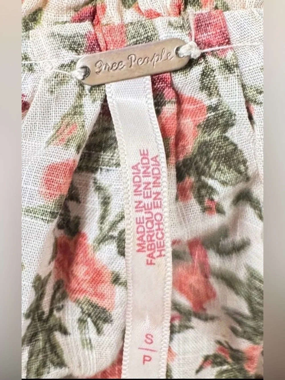 Free People Floral‎ Puff Sleeve Blouse Romantic Cottagecore Boho Top Small